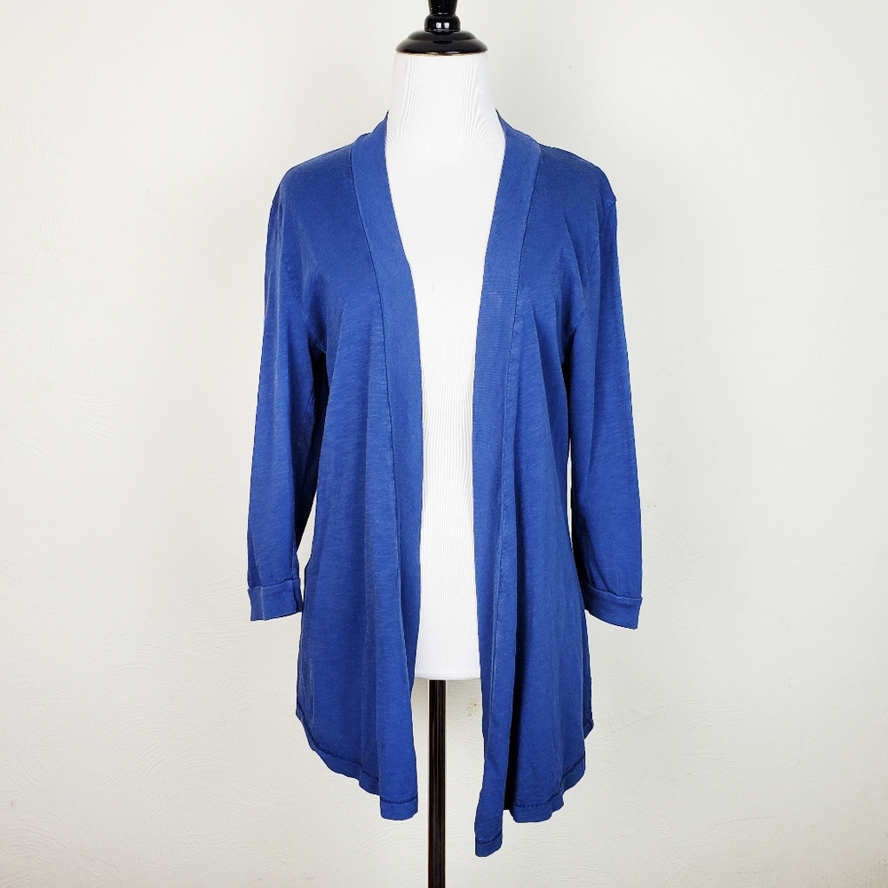 Bobi Cardigan Sweater Open Front Blue Knit Spring Fall Boho Minimalist Neutral